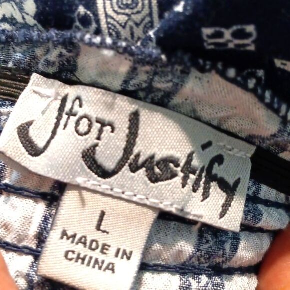 Women's Navy Blue and White Boho Floral  Striped Sleeveless Jumpsuit Sz L - Picture 8 of 9